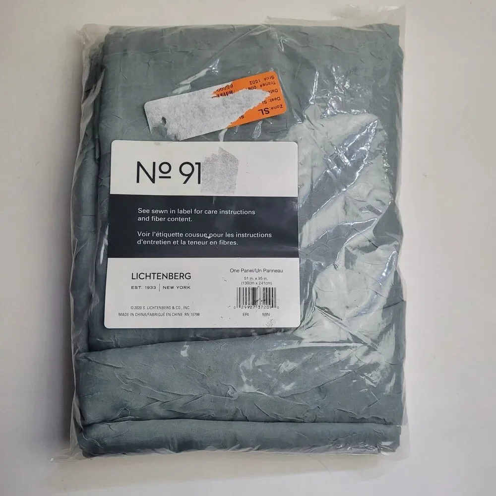 NIP Lichtenberg No. 918 ERI Fabric One Panel Curtain Mint Green 51” X 95”